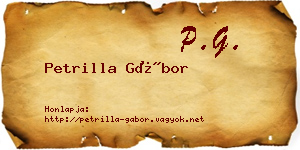 Petrilla Gábor névjegykártya